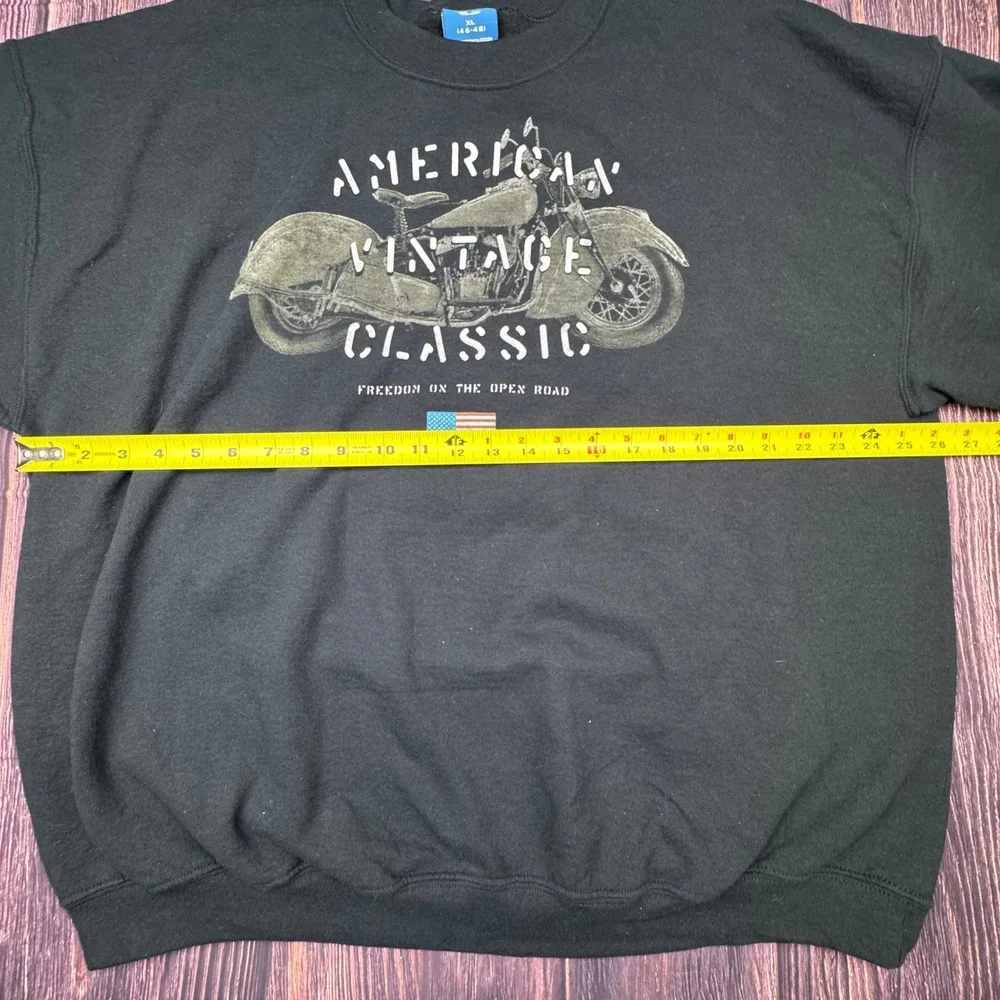 Puritan Sweatshirt XL Black Cotton Blend Biker American Vintage Classic Graphic
